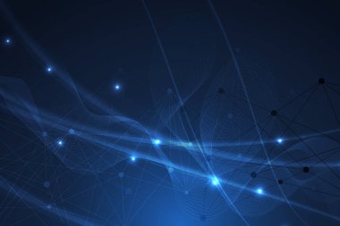 Büyük Veri Görselleştirme Arkaplanı. Modern fütüristik sanal arkaplan. Bilim ağı şablonu, noktaları ve çizgileri birleştiriyor. Genel ağ bağlantısı .