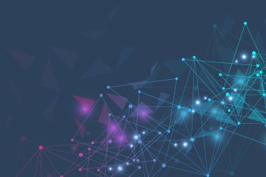 Büyük Veri Görselleştirme Arkaplanı. Modern fütüristik sanal arkaplan. Bilim ağı şablonu, noktaları ve çizgileri birleştiriyor. Genel ağ bağlantısı .