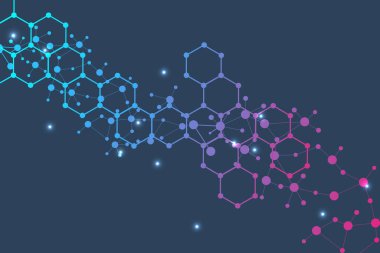 Altıgen soyut arkaplan. Büyük Veri Görselleştirme. Genel ağ bağlantısı. Tıp, teknoloji, bilim geçmişi. Vektör illüstrasyonu.