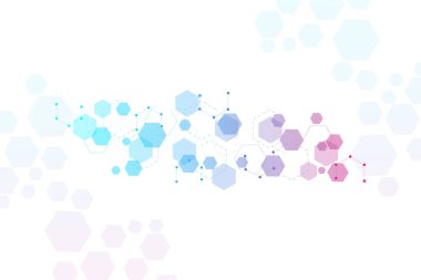 Altıgen soyut arkaplan. Büyük Veri Görselleştirme. Genel ağ bağlantısı. Tıp, teknoloji, bilim geçmişi. Vektör illüstrasyonu.