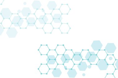 Bilim ağı şablonu, noktaları ve çizgileri birleştiriyor. Teknoloji altıgenlerin yapısı veya moleküler bağlantı elementleri