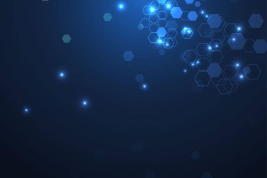 Yapı molekülü ve iletişim. DNA, atom, nöronlar. Tasarımınız için bilimsel bir kavram. Noktalarla birleştirilmiş çizgiler. Tıp, teknoloji, kimya, bilim geçmişi. Vektör illüstrasyonu.