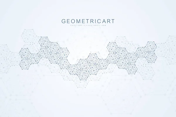 Fond abstrait hexagonal. Visualisation Big Data. Connexion au réseau mondial. Médecine, technologie, science. Illustration vectorielle. — Image vectorielle