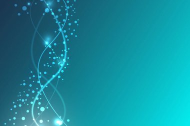 Yapı molekülü ve iletişim. DNA, atom, nöronlar. Tasarımınız için bilimsel bir kavram. Noktalarla birleştirilmiş çizgiler. Tıp, teknoloji, kimya, bilim geçmişi. Vektör illüstrasyonu.