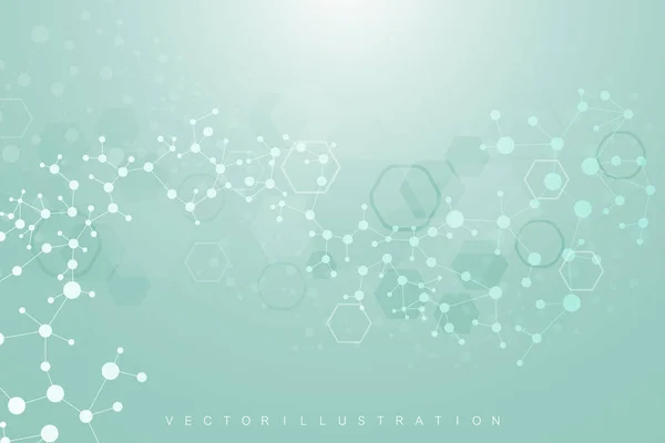 Antecedentes futuristas modernos del patrón hexagonal científico. Fondo abstracto virtual con partícula, estructura molecular para medicina, tecnología, química, ciencia. Vector de red social — Vector de stock