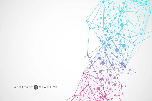 Structure molécule et communication. ADN, atome, neurones. Concept scientifique pour votre design. Lignes connectées avec des points. Médecine, technologie, chimie, sciences. Illustration vectorielle. — Image vectorielle