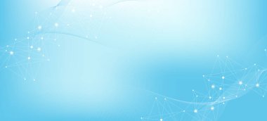 Genel ağ bağlantısı web sitesi başlığı veya başlık tasarımı. Noktaları ve çizgileri birleştiren soyut bir arkaplan. Küresel. Sosyal ağ iletişimi. İnternet teknolojisi. Vektör illüstrasyonu.