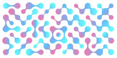 Bilimsel tasarım elementleri, molekül logosu, işaret, simge, şekil, moleküler yapı. Bilimsel ağ şablonu, kimyasal şablon, sıvı benekli, meta top şekilli vektör kümesi.