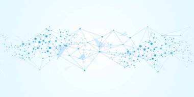 Yapı molekülü ve iletişim DNA, atom, nöronlar. Tasarımın için bilim konsepti. Noktalarla birleştirilmiş çizgiler. Tıp, teknoloji, kimya, bilim geçmişi. resimleme