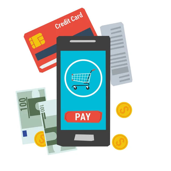 Ícone de vetor fácil pagamento móvel online — Vetor de Stock