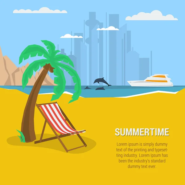 Summertime - square banner — Stock Vector