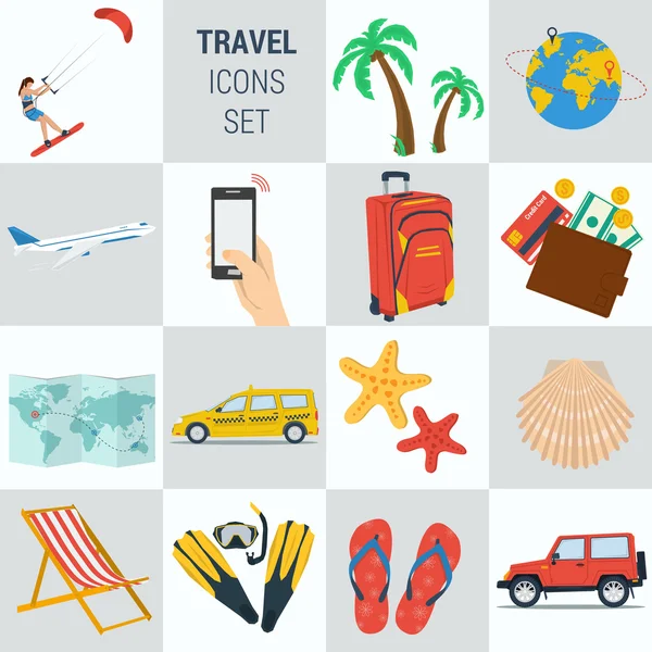 Viaggi vacanze piazza 15 icone — Vettoriale Stock