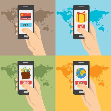 Telefon ile dört ödeme konsepti el