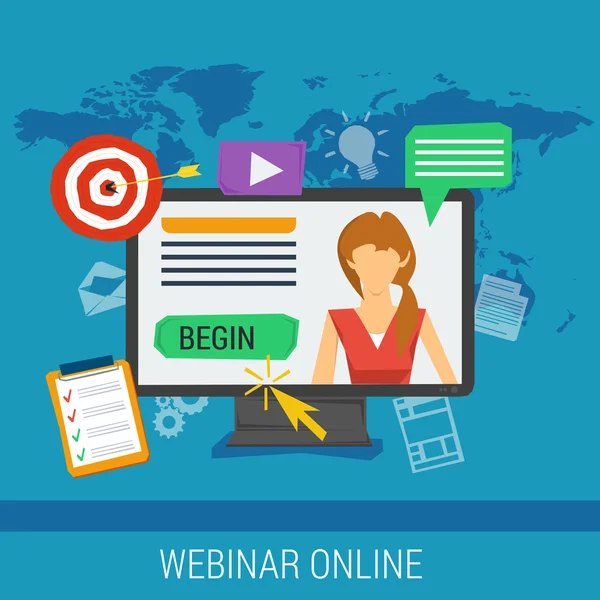 Webinar online, e-learning, conferenze professionali — Vettoriale Stock