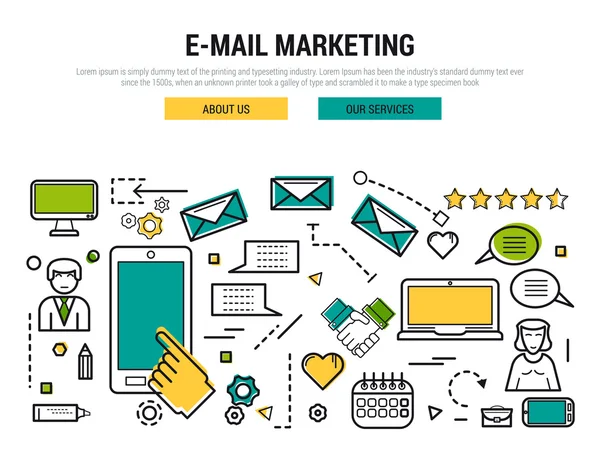 Conceito de linha de e-mail marketing —  Vetores de Stock