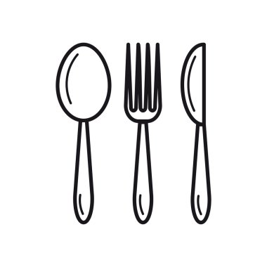 kaşık çatal bıçak - ince satırı simgesi