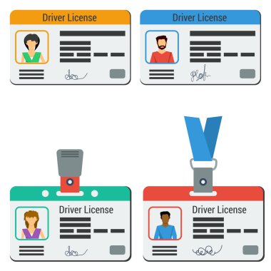 Four colored drivers license clipart