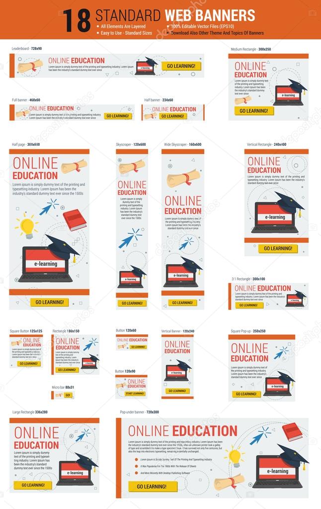 Standard size web banners - Online Education