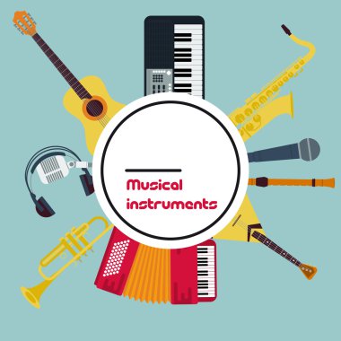 Vektör yuvarlak kavramı müzik aletleri