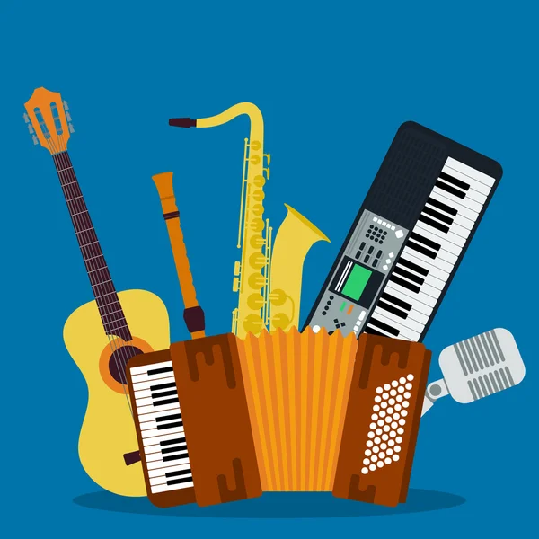 Concepto de instrumentos musicales de concierto — Vector de stock