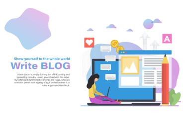 Blogculuk vektör illüstrasyon kavramı, iniş sayfası