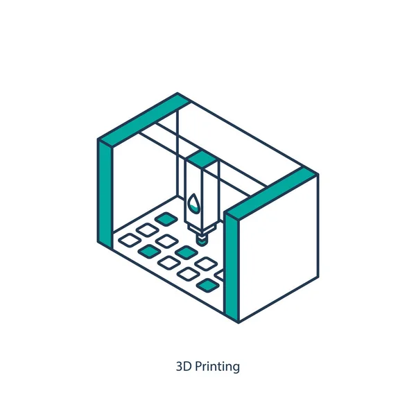 Illustration vectorielle de l'icône isométrique d'impression 3D — Image vectorielle
