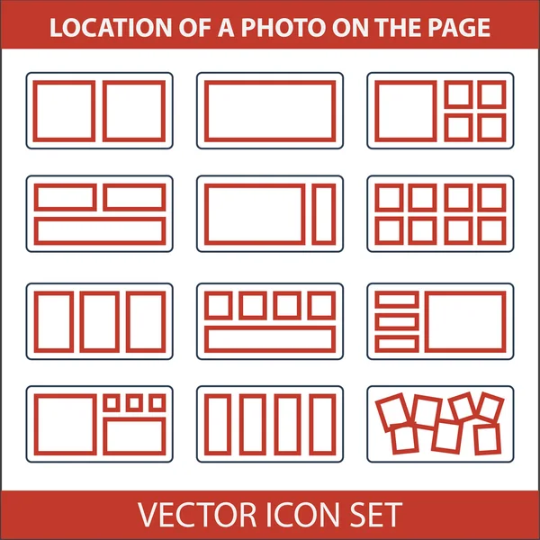 Набір піктограм розташування фотографій на сторінці фотокниги — стоковий вектор