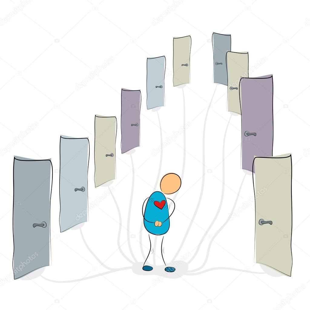 Social phobia many closed doors Stock Vector Image by ©SergeyVasutin