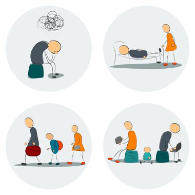 Depresyon aile Icon set