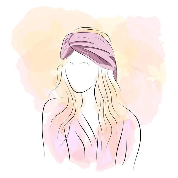 Silhouette Frau in rosa Turban — Stockvektor