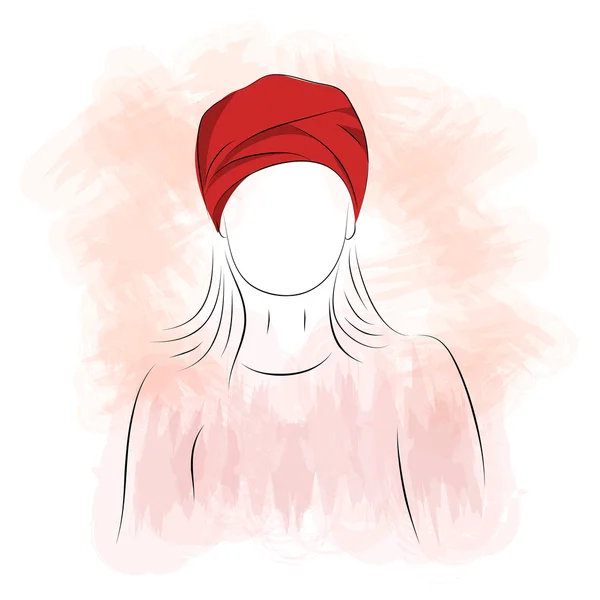 Silhouette of woman in red turban — Stock Vector