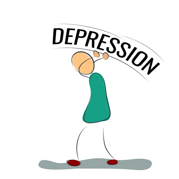 Muž nebo žena nese znamení deprese — Stockový vektor