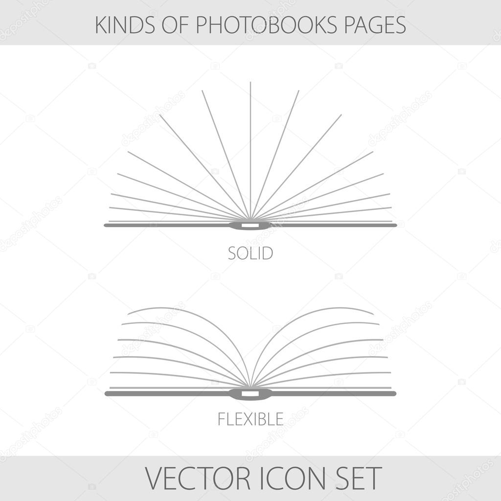 Monochrome icons types of photobooks page