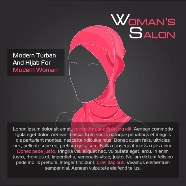 Арабська-жінка в Червоної чалма хіджаб на чорному — стоковий вектор