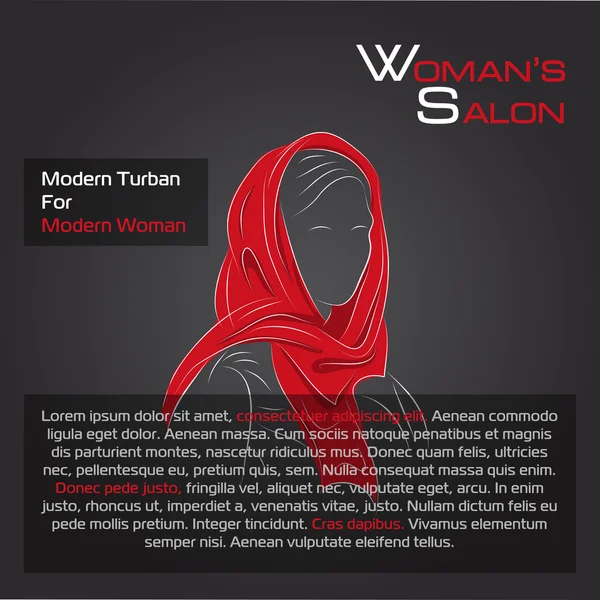 橙色黑色头巾的阿拉伯女人 — 图库矢量图片