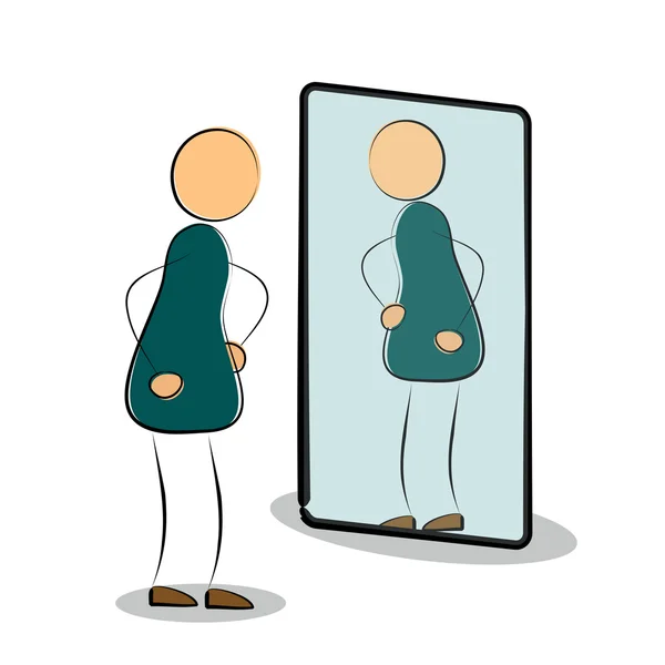 L'homme voit son reflet dans le miroir — Image vectorielle