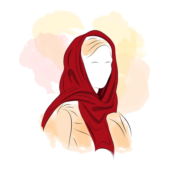 Mujer silueta en turbante rojo oscuro — Archivo Imágenes Vectoriales