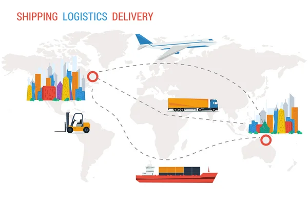 Logistique et livraison d'une ville à l'autre — Image vectorielle