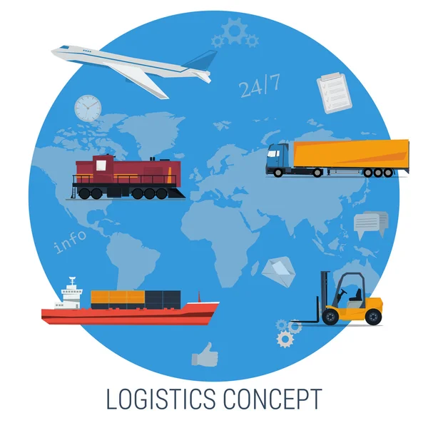 Conceito vetorial de logística transporte global — Vetor de Stock