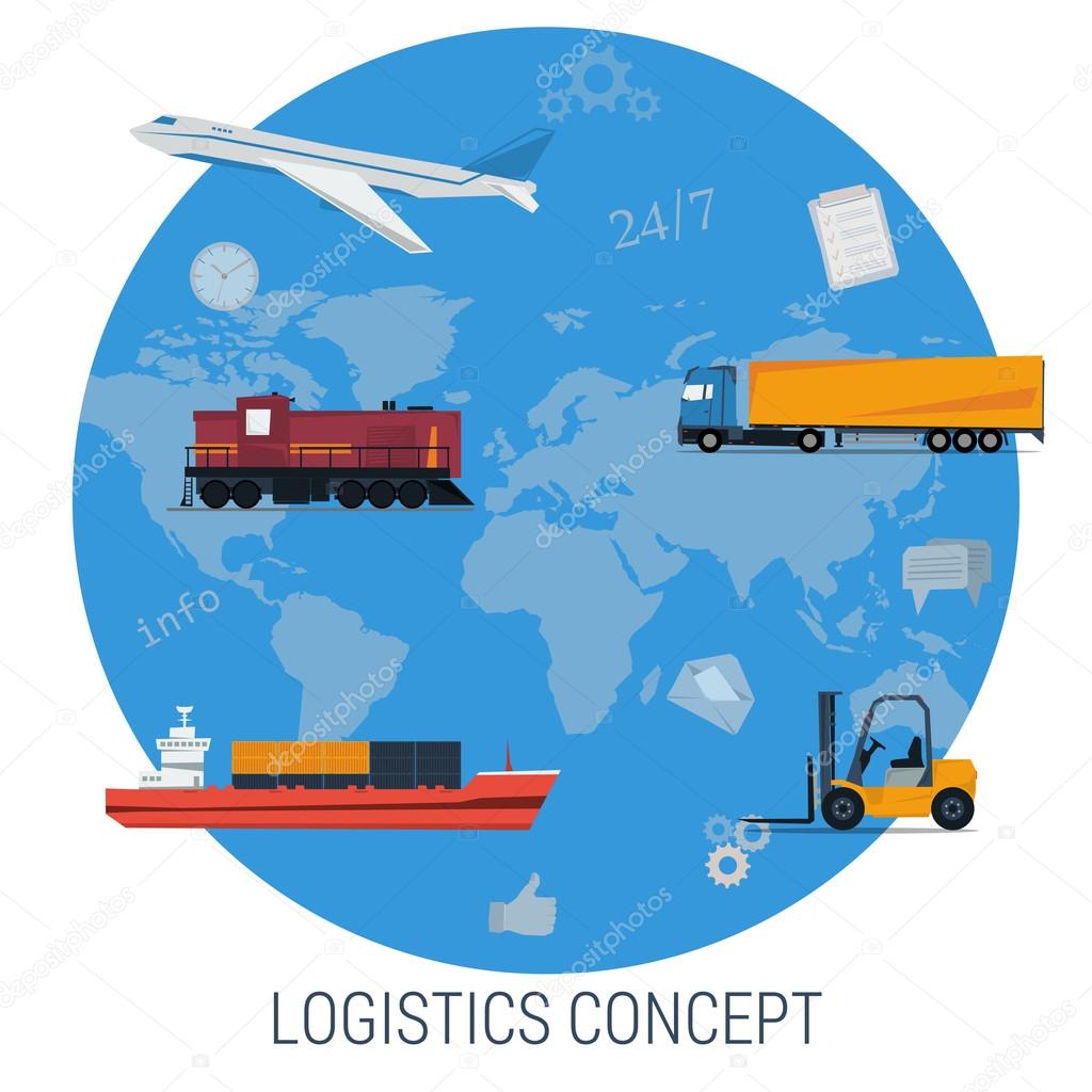 Vector concept of logistics global transportation