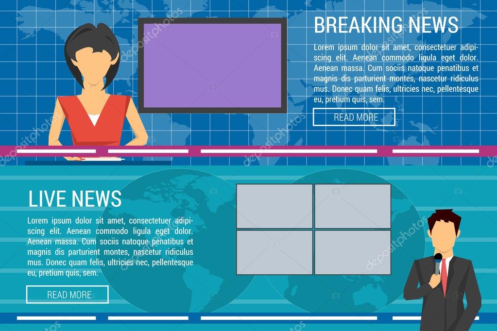 Two Banners Of World Tv News Anchors Stock Vector