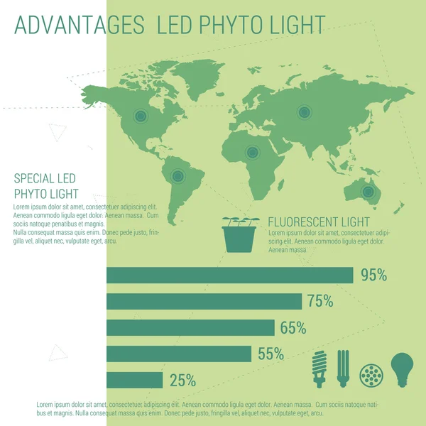 Elementos infográficos Lámpara led — Vector de stock