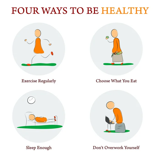 Infographics - FOUR WAYS TO BE HEALTY — Stock Vector