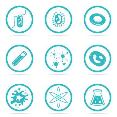 Icon Set Helpful and harmful cells bacteria