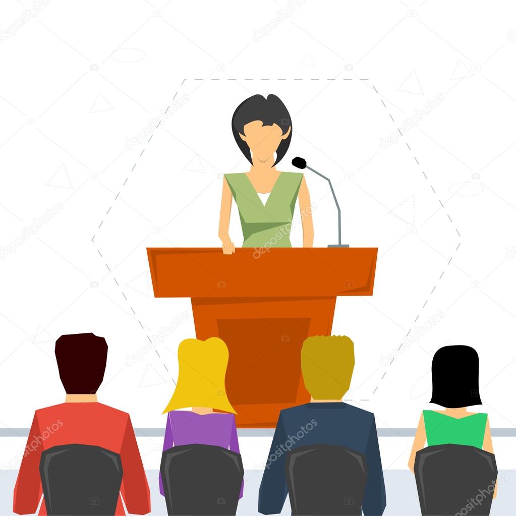 Public speaker from tribune Stock Vector Image by ©SergeyVasutin 98969464