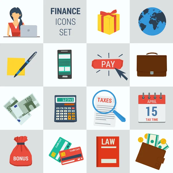 15 iconen van de kwadratuur van de boekhoudkundige Financiën — Stockvector