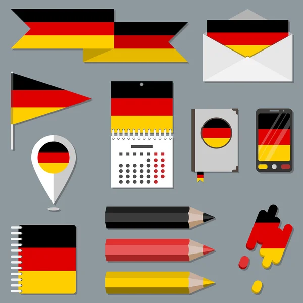 Bayrak öğeleriyle simgeler kümesi. Almanya