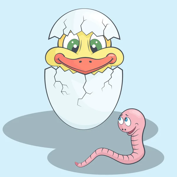 Küçük ördek yumurta yumurtadan. Yeni doğan kız