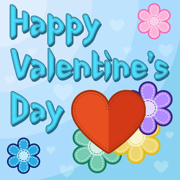 Çiçek ve kalp ile Sevgililer günü kartı.