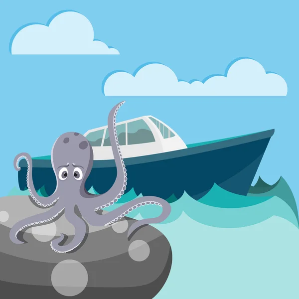 Ahtapot denizin bir tekne bekliyorum